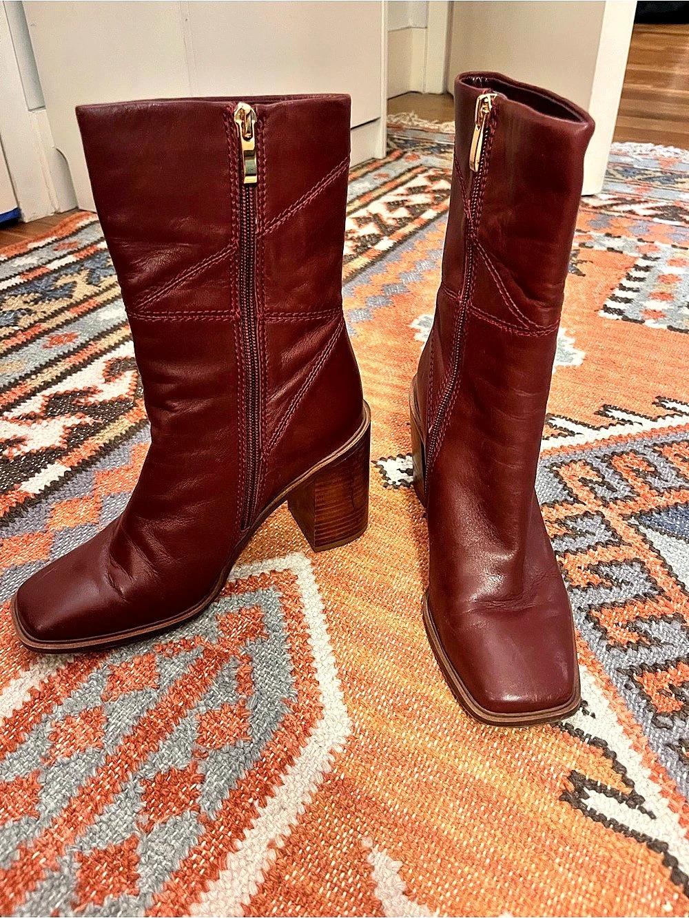 Franco Sarto Women's Burgundy Heeled Boots Like New